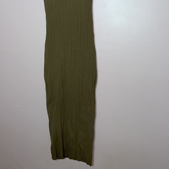 Enza Costa Compact Cotton Rib Scoop Back Midi Dress in Fatigue - Picture 2 of 7